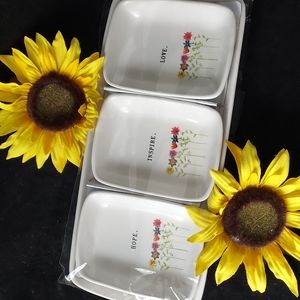 Rae Dunn 4 Piece Platter Set HOPE, INSPIRE, LOVE Floral Pattern Brand New